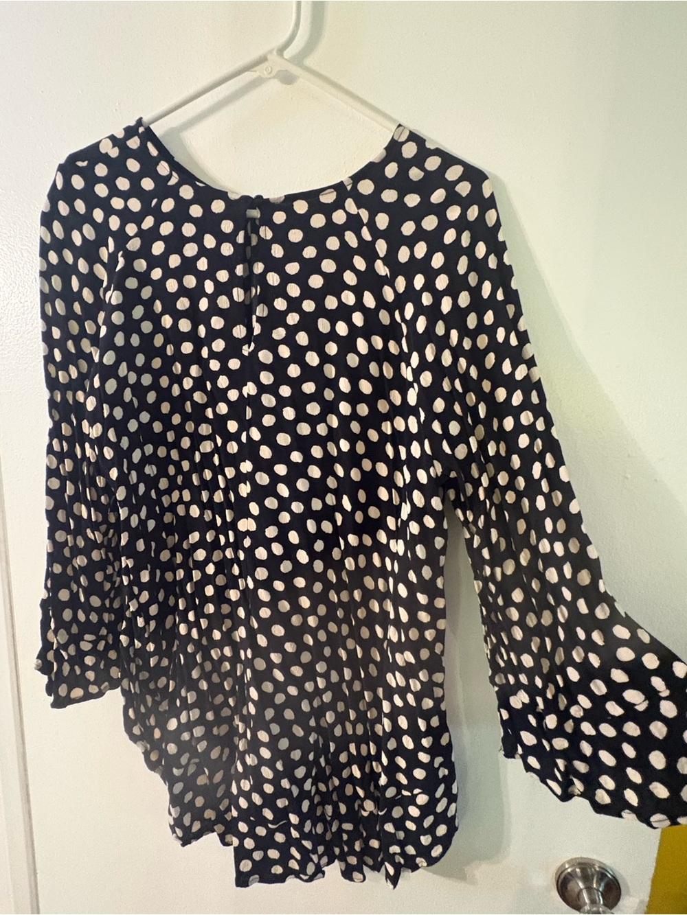 Zara Black Blouse with White Polka Dots - Long Sleeve Tunic